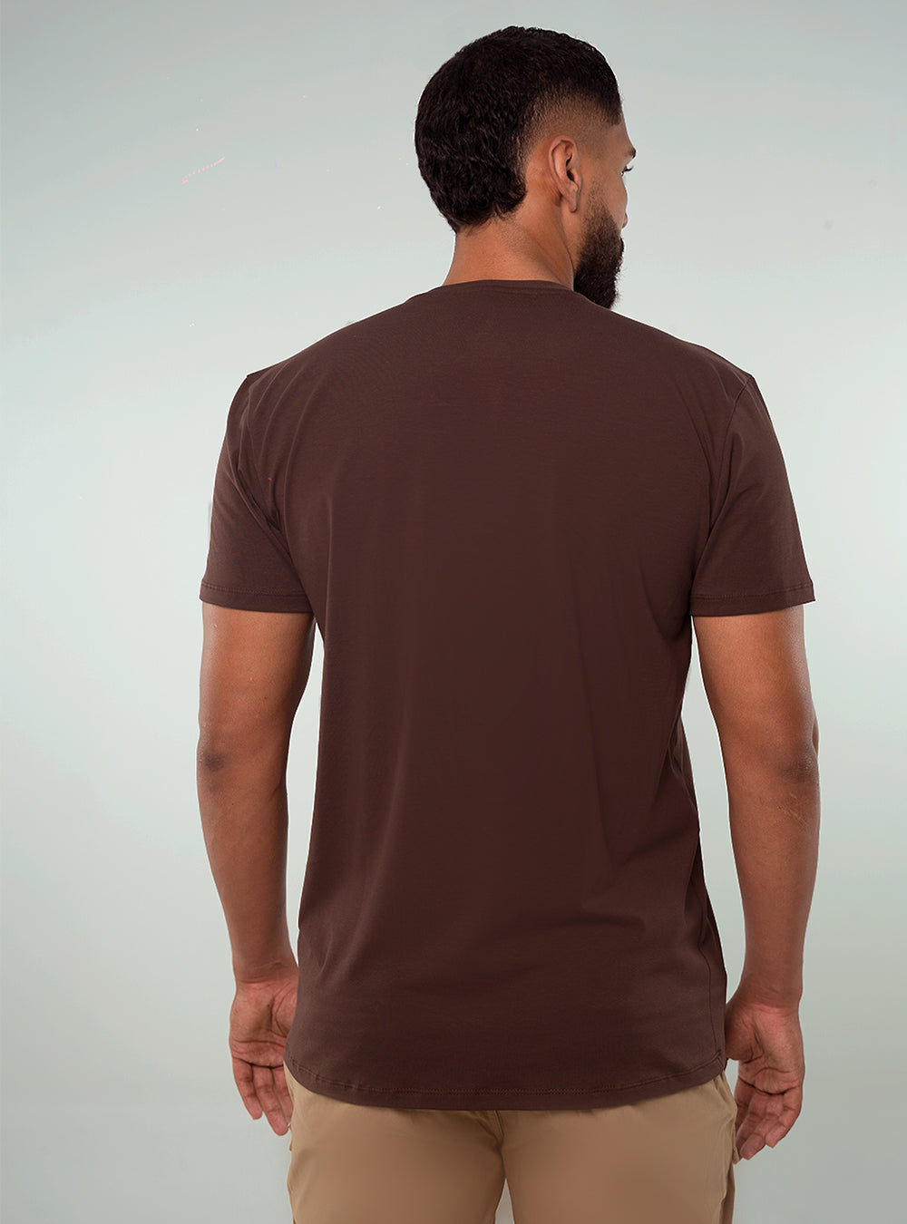 COFFEE COTTON T-SHIRT WITH EMBROIDERED LOGO