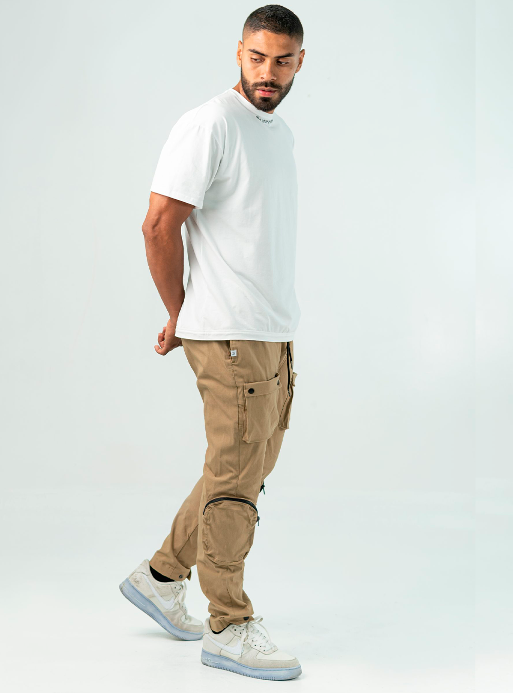 Beige Utility Cargo Pants
