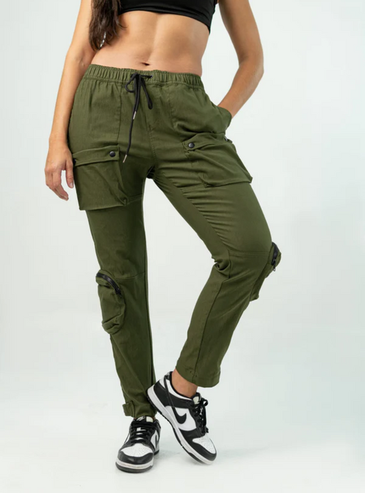 MILITARY GREEN 'BE' CARGO UTILITY PANTS