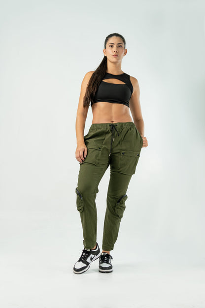 MILITARY GREEN 'BE' CARGO UTILITY PANTS