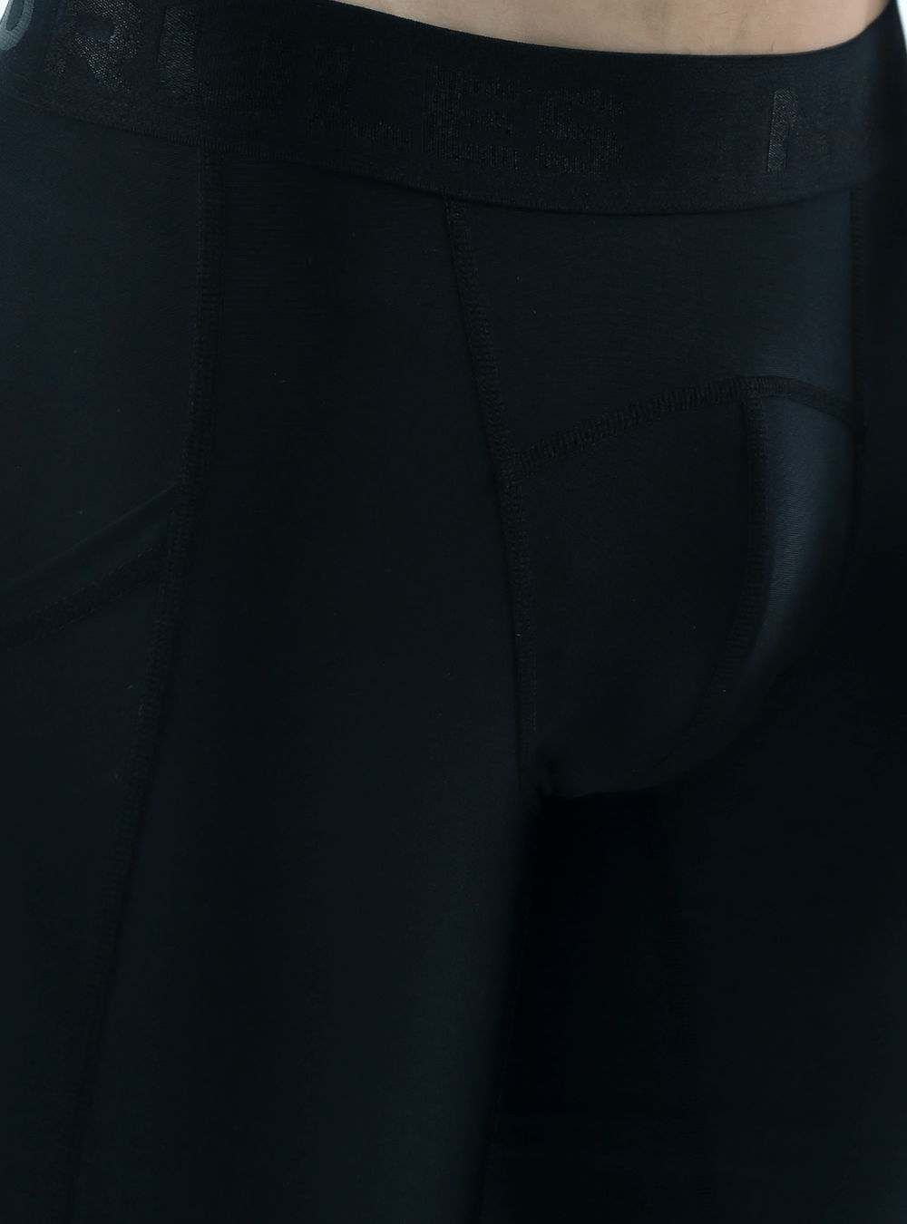Black compression shorts with pocket