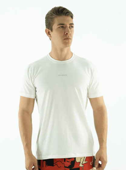 WHITE COTTON T-SHIRT WITH HORIZONTAL LOGO