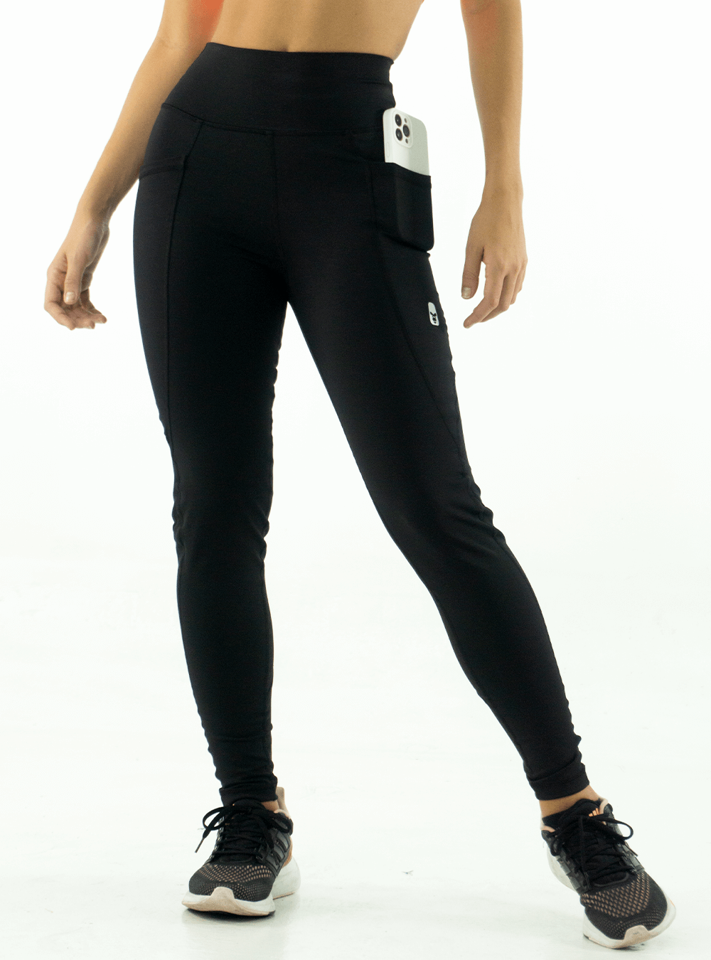LYCRA LARGA PRETINA ALTA CON BOLSILLO NEGRA