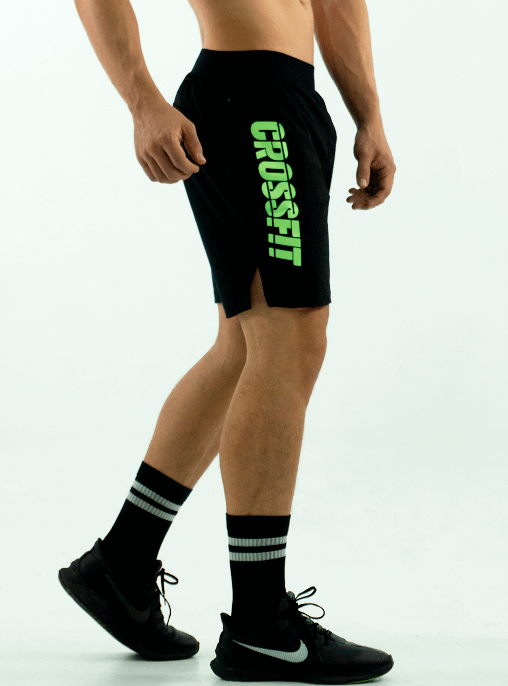 BLACK CROSSFIT 3.0 SHORT WITH GREEN LOGO